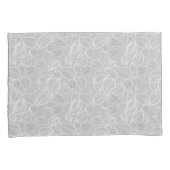 Witte bladeren op zilvergrijze Kussensloop (Voorkant-Rechts)