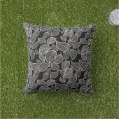 Witte bladeren op zwart Sierkussen (Gras)