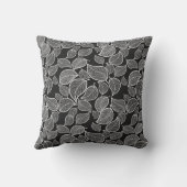 Witte bladeren op zwart Sierkussen (Achterkant)