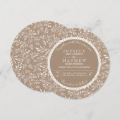 Witte bladeren patroon kraft paper rustige bruilof kaart (Voorkant / Achterkant)