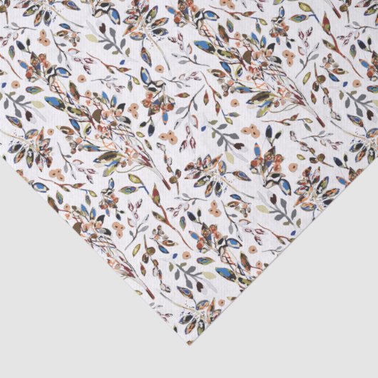 Witte bladeren Waterverf Elegant Floral Tissuepapier (Detail)