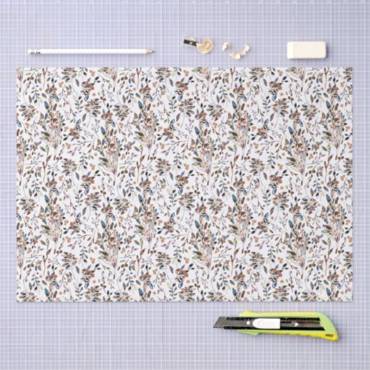 Witte bladeren Waterverf Elegant Floral Tissuepapier (Craft)