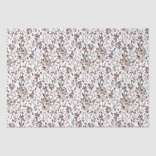 Witte bladeren Waterverf Elegant Floral Tissuepapier (Voorkant)