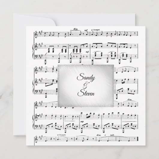 Witte Bladmuziek Trouw Thema Uitnodiging (Achterkant)