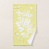 Witte bladrijke tak en vlinders bad handdoek (Handdoek)