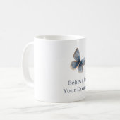 Witte Blau Crème Vlinder Koffiemok (Voorkant links)
