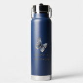 Witte Blau Crème Vlinder   Waterfles (Voorkant)