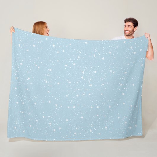 Witte Blau Hemel van Sterren Fleece Deken (In situ)