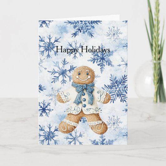 Witte Blau Kerstman Kerstdiner Koekje Kerstmis Kaart (Voorkant)