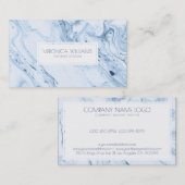 Witte & Blauw-Grijze Moderne Marmeren Swirls Visitekaartje (Voorkant / Achterkant)