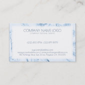 Witte & Blauw-Grijze Moderne Marmeren Swirls Visitekaartje (Achterkant)