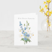 witte blauwe bloemen denken aan je sympathie kaart (Gele Bloem)