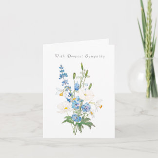 witte blauwe bloemen denken aan je sympathie kaart