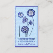 Witte & blauwe bloemen ❊ Dienstmeid & Huishoudelij Visitekaartje (Achterkant)