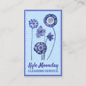Witte & blauwe bloemen ❊ Dienstmeid & Huishoudelij Visitekaartje (Voorkant)