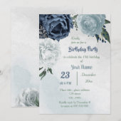 witte blauwe bloemen grienerfeest kaart (Voorkant / Achterkant)