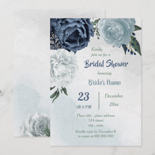 witte blauwe bloemen groen vrijgezellenfeest kaart (Voorkant / Achterkant)