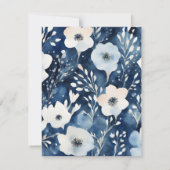 Witte Blauwe Bloemen Minimalistische Bruidsdouchek RSVP Kaartje (Achterkant)