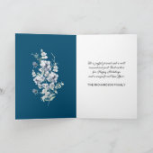 WITTE BLAUWE BLOEMEN PRETTIG KERSTFEES FOTO KAART (Binnen)
