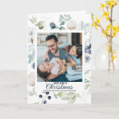 WITTE BLAUWE BLOEMEN PRETTIG KERSTFEES FOTO KAART (Gele Bloem)