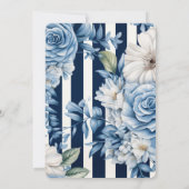 Witte Blauwe Bloemen Strepen Verjaardag Kaart (Achterkant)