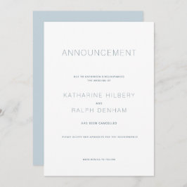 Witte & Blauwe Bruiloft Annulering Aankondiging