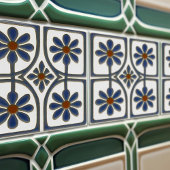 Witte & Blauwe Daisies Art Deco Wanddecoratie Nouv Tegeltje