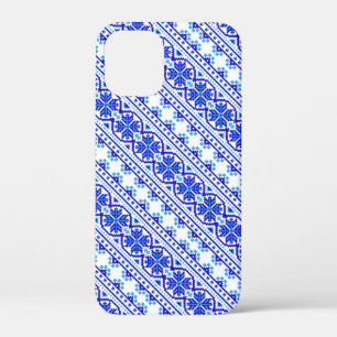 Witte blauwe decoratieve oekraïense strepen Case-Mate iPhone case