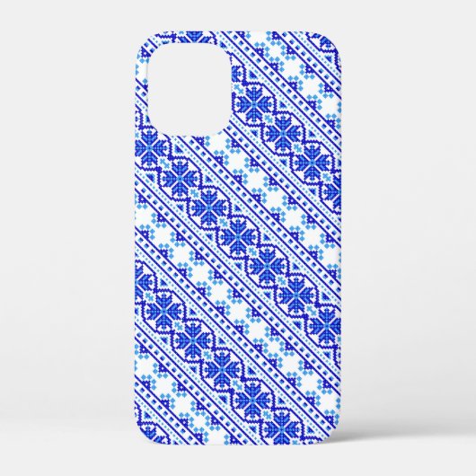 Witte blauwe decoratieve oekraïense strepen Case-Mate iPhone case (Achterkant)