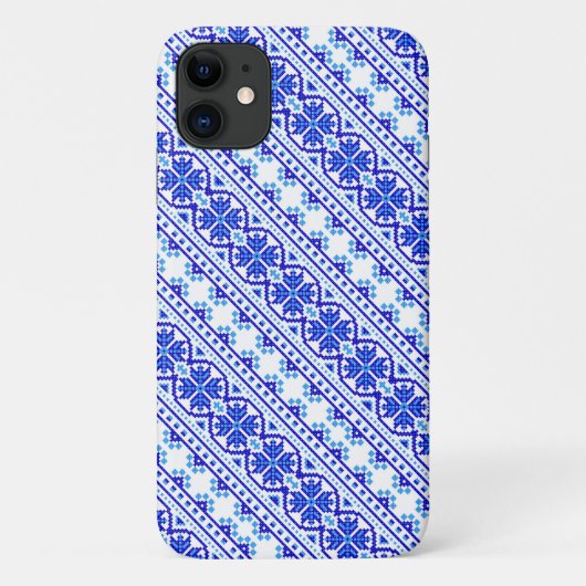 Witte blauwe decoratieve oekraïense strepen Case-Mate iPhone case (Achterkant)