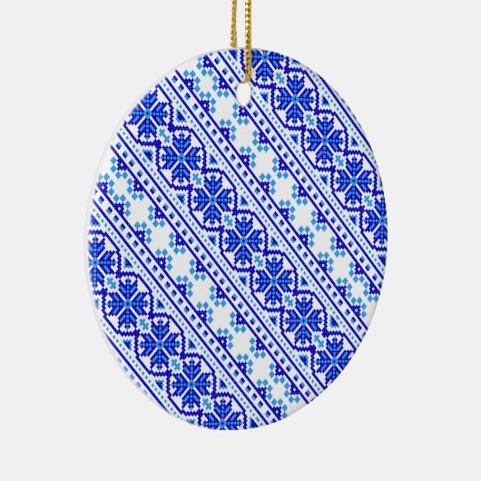 Witte blauwe decoratieve oekraïense strepen keramisch ornament (Rechts)