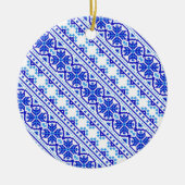 Witte blauwe decoratieve oekraïense strepen keramisch ornament (Voorkant)