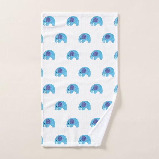 WITTE BLAUWE ELEPHANT BATHROOM TOWEL SET BAD HANDDOEK (Handdoek)