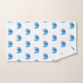 WITTE BLAUWE ELEPHANT BATHROOM TOWEL SET BAD HANDDOEK (Handdoek)