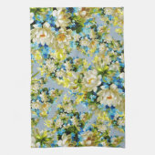 Witte blauwe en gele bloemen theedoek (Verticaal)