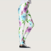 Witte blauwe en paarse bloem leggings (Rechts)