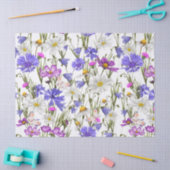 Witte, blauwe en Paarse wilde bloemen Botanisch Tissuepapier (Craft)