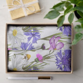 Witte, blauwe en Paarse wilde bloemen Botanisch Tissuepapier (Geschenk)