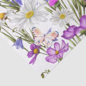 Witte, blauwe en Paarse wilde bloemen Botanisch Tissuepapier (Detail)