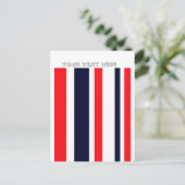Witte, blauwe en rode strepen briefkaart (Staand voorkant)
