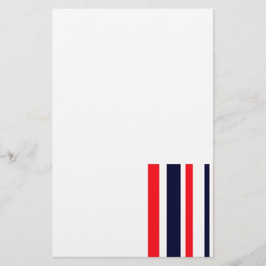 Witte, blauwe en rode strepen briefpapier (Voorkant)