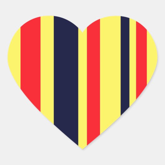 Witte, blauwe en rode strepen hart sticker (Voorkant)