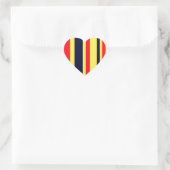 Witte, blauwe en rode strepen hart sticker (Tas)