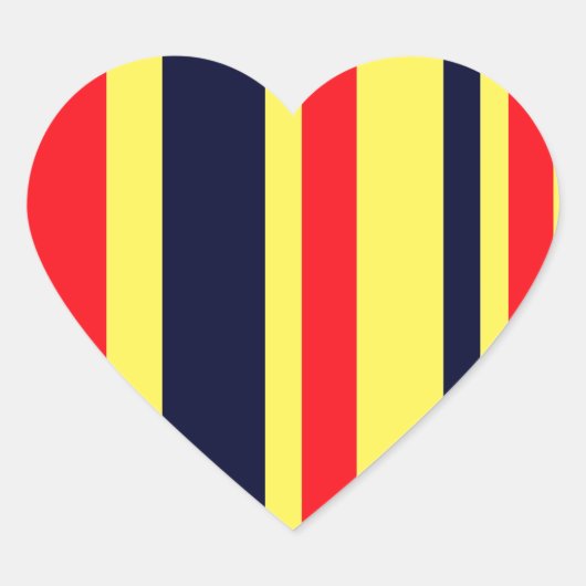 Witte, blauwe en rode strepen hart sticker (Voorkant)