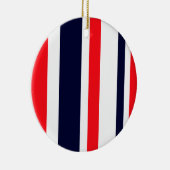 Witte, blauwe en rode strepen keramisch ornament (Rechts)