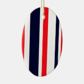Witte, blauwe en rode strepen keramisch ornament (Rechts)