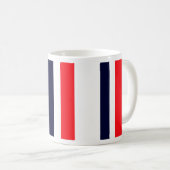 Witte, blauwe en rode strepen koffiemok (Voorkant rechts)