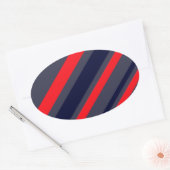 Witte, blauwe en rode strepen ovale sticker (Envelop)