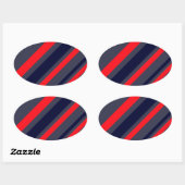 Witte, blauwe en rode strepen ovale sticker (Vel)