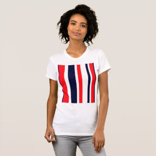 Witte, blauwe en rode strepen t-shirt